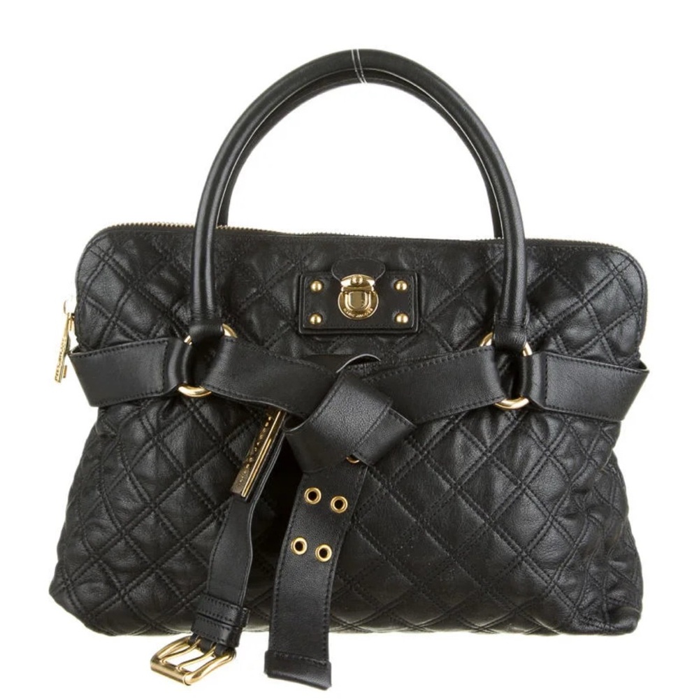 MARC JACOBS 
Calfskin Quilted Bruna Tote Black
